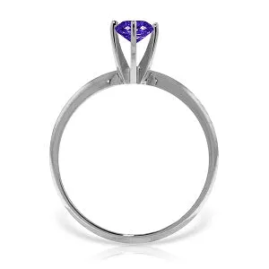 0.65 Carat 14K Solid White Gold Solitaire Ring Natural Purple Amethyst
