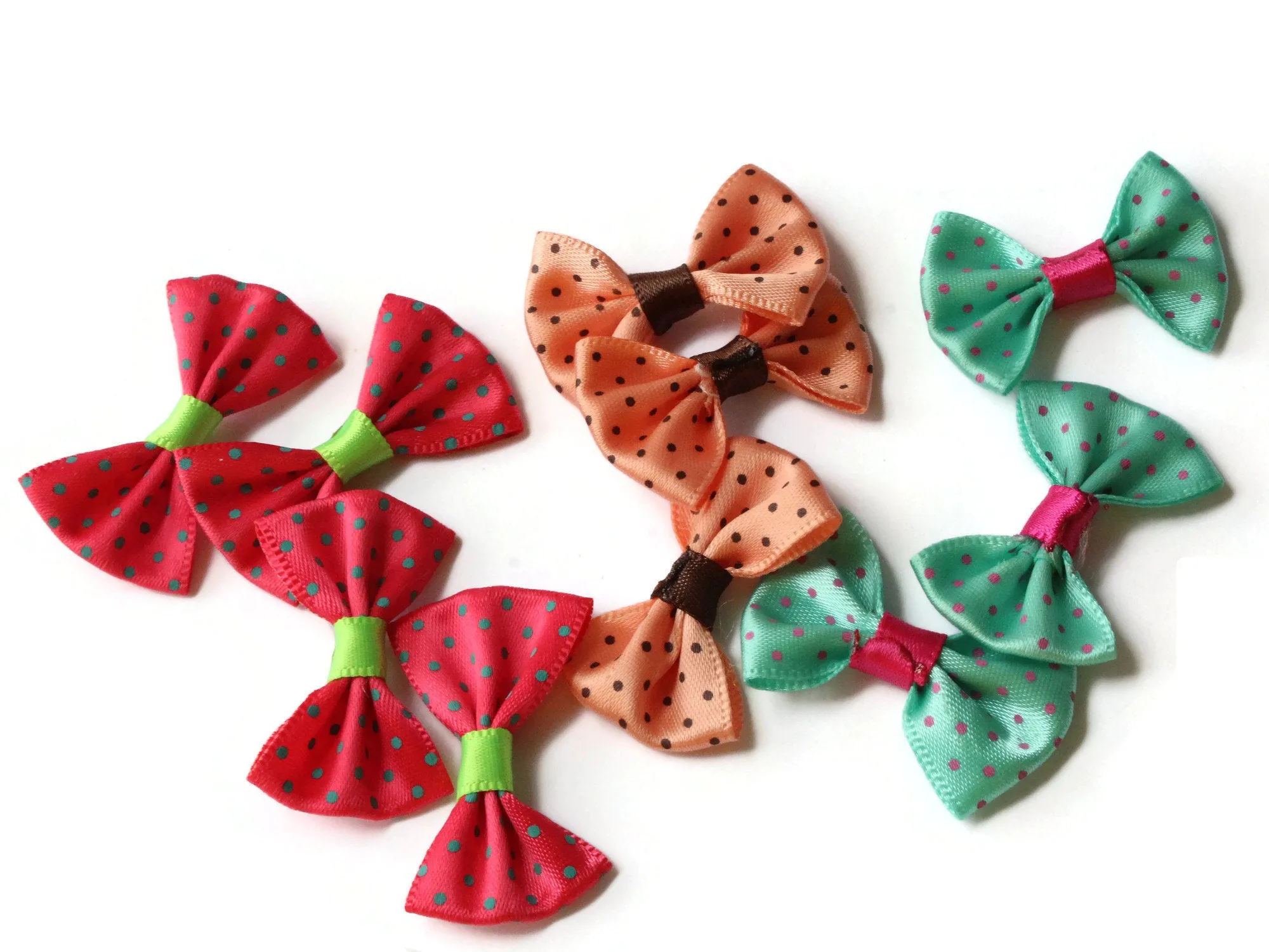10 35mm Mixed Color Polka Dot Bows - Loose Bow Embellishments