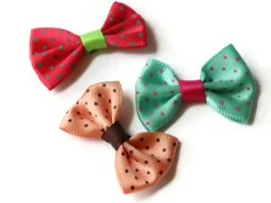 10 35mm Mixed Color Polka Dot Bows - Loose Bow Embellishments