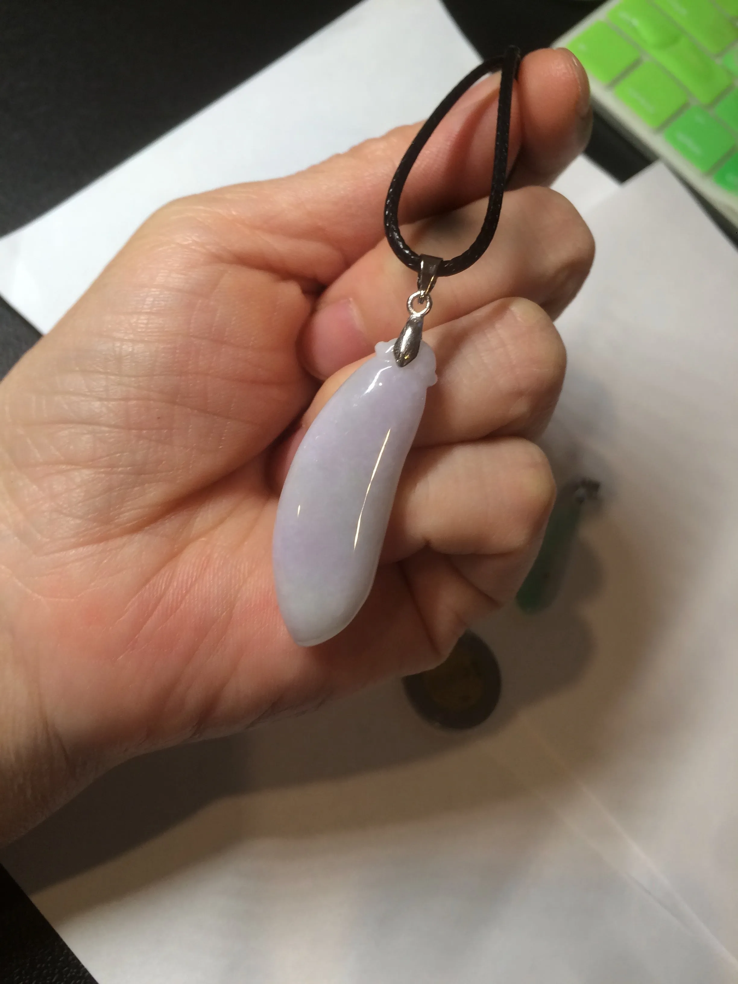 100% natural type A light purple sunny green blessed melon(福瓜) Jadeite Jade pendant AC83