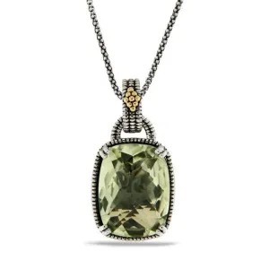 14K Gold and 925 Sterling Silver Pendant in Green Amethyst (145NP8406TGA)