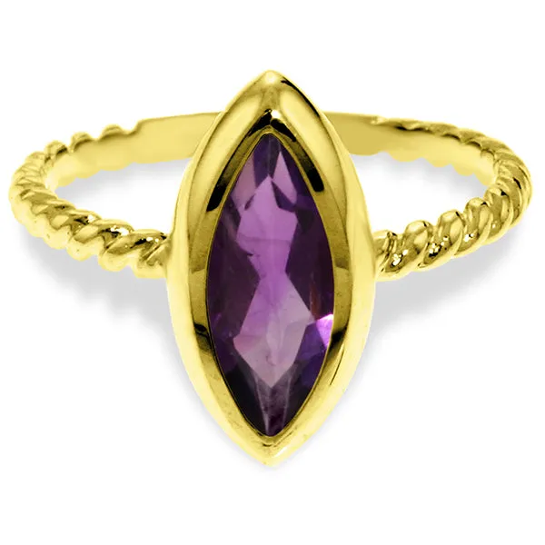 14K Solid Yellow Gold Rings w/ Natural Marquis Amethyst