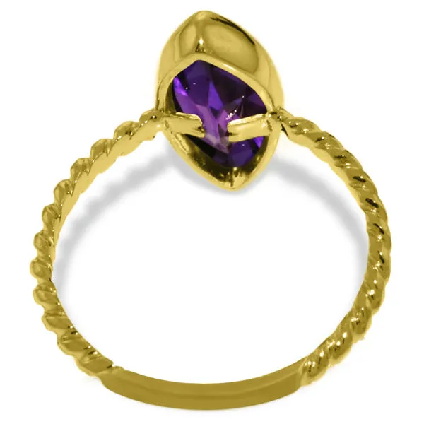 14K Solid Yellow Gold Rings w/ Natural Marquis Amethyst