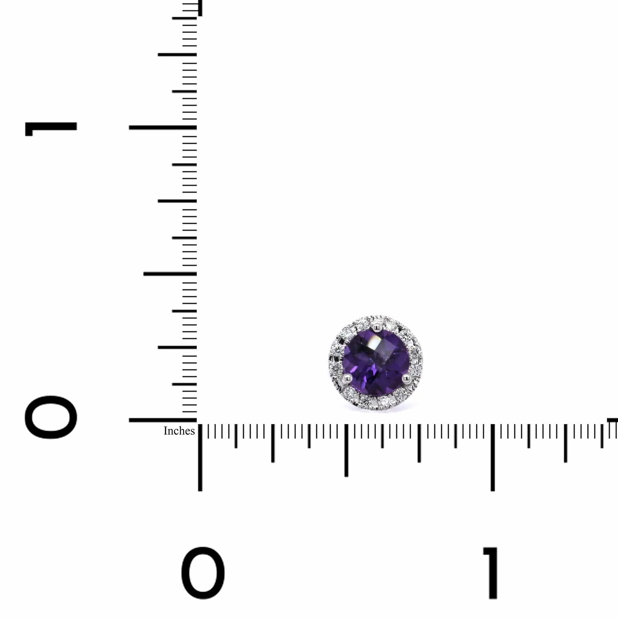14K White Gold Amethyst with Diamond Halo Stud Earrings