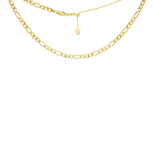 14K Yellow Gold Adjustable Figaro Choker Necklace