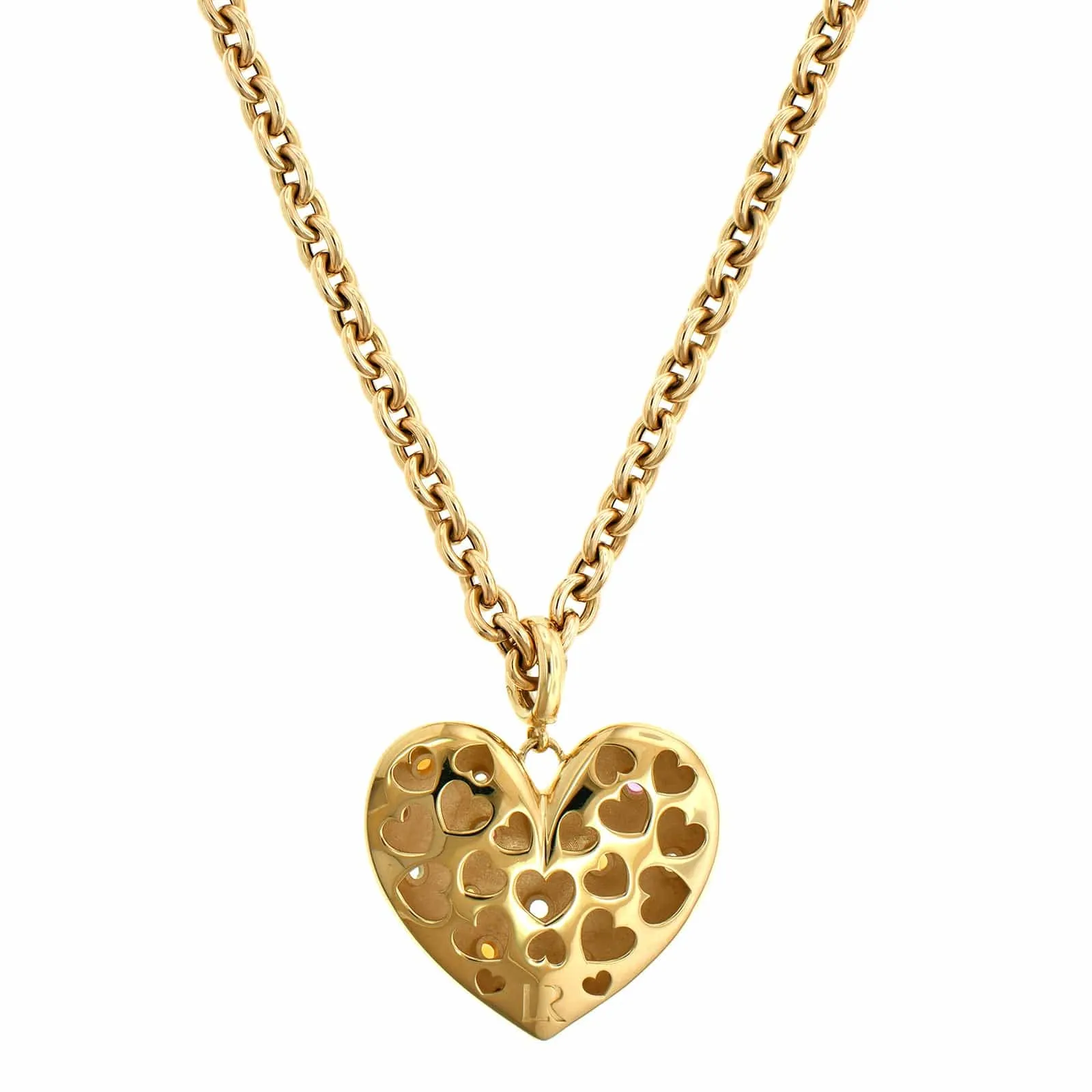 14K Yellow Gold & Tourmaline, Citrine, Topaz Heart Pendant Necklace