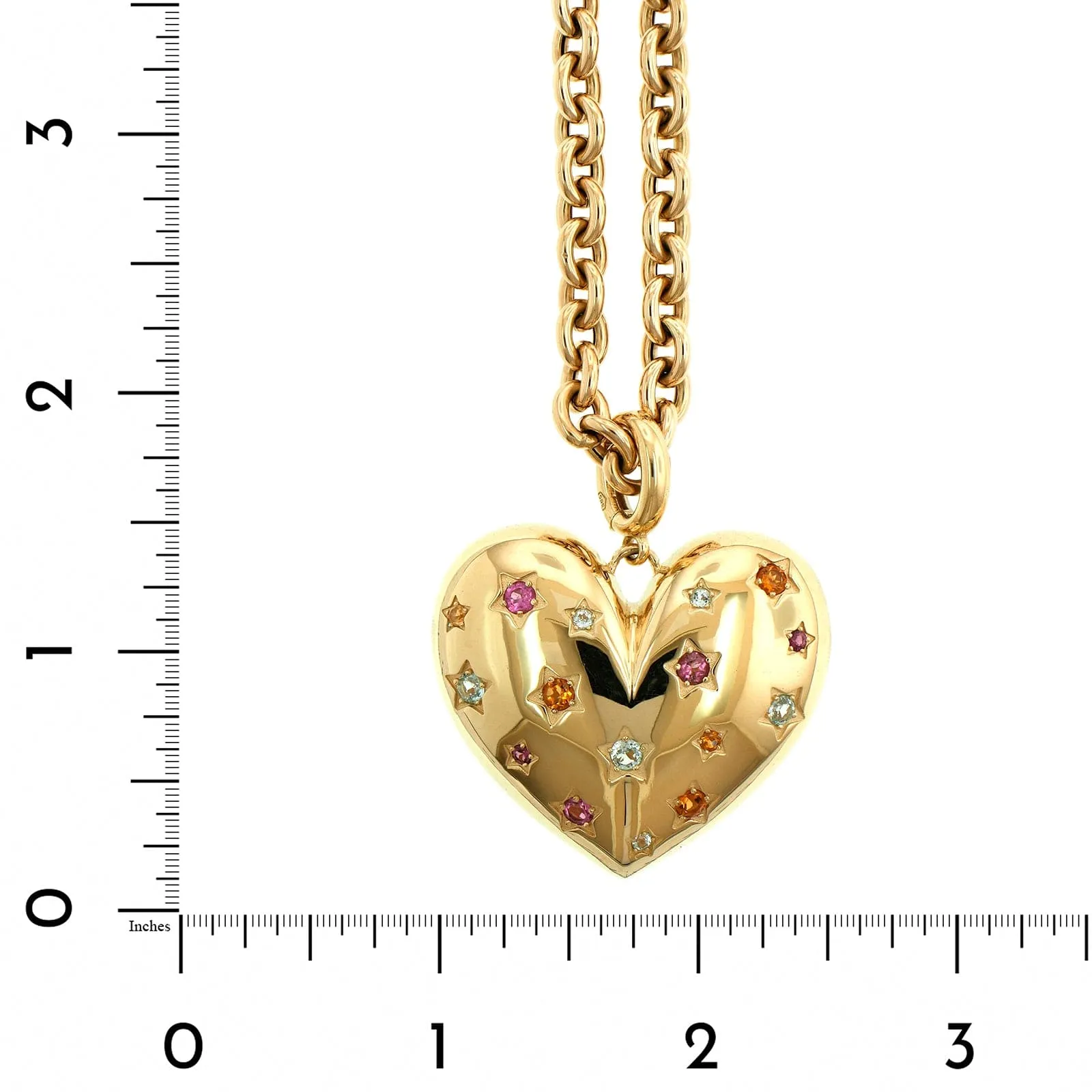 14K Yellow Gold & Tourmaline, Citrine, Topaz Heart Pendant Necklace