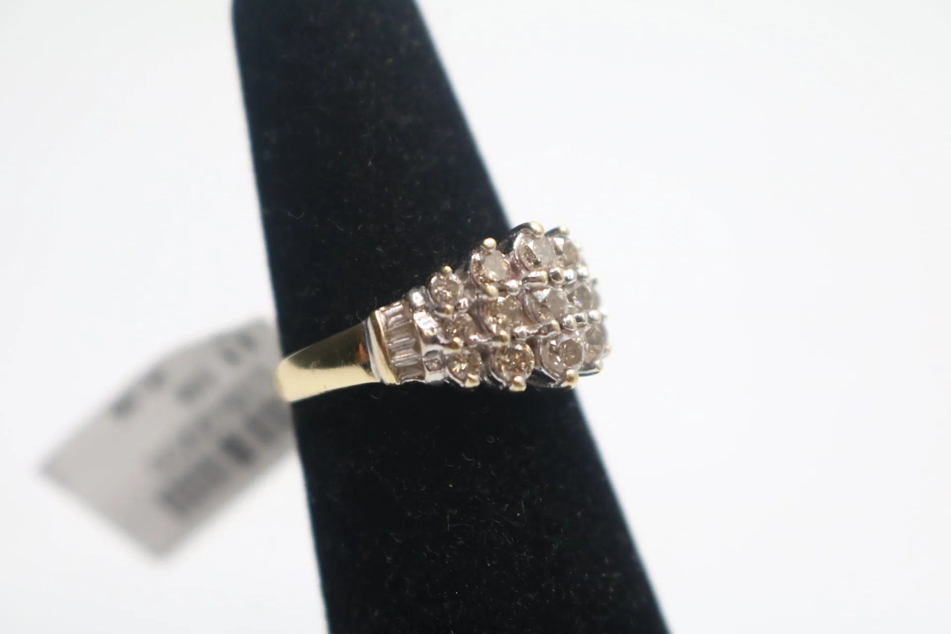 14K Yellow Gold Diamond Cluster Ring (Size 6 3/4)