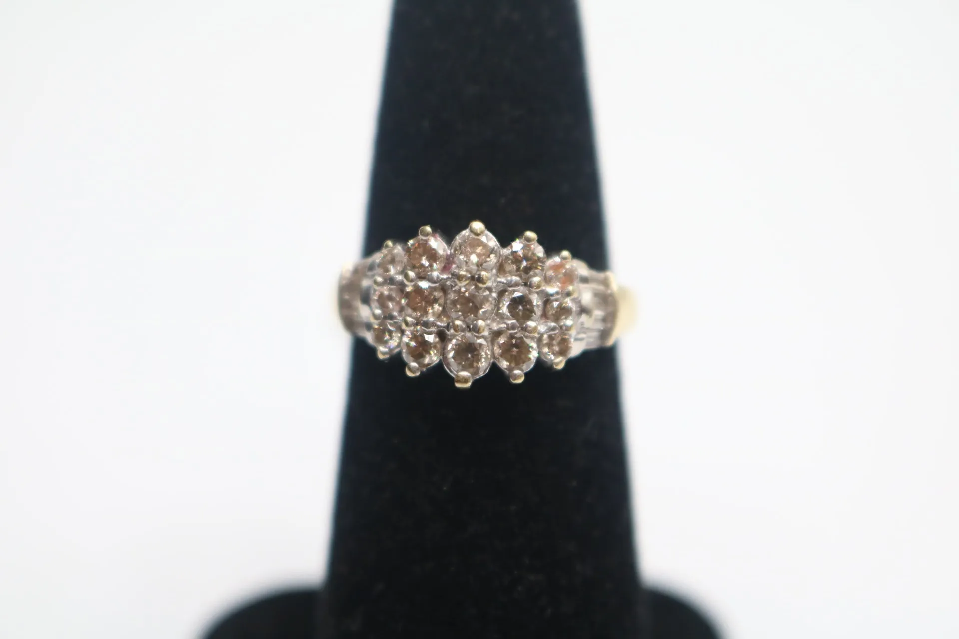 14K Yellow Gold Diamond Cluster Ring (Size 6 3/4)