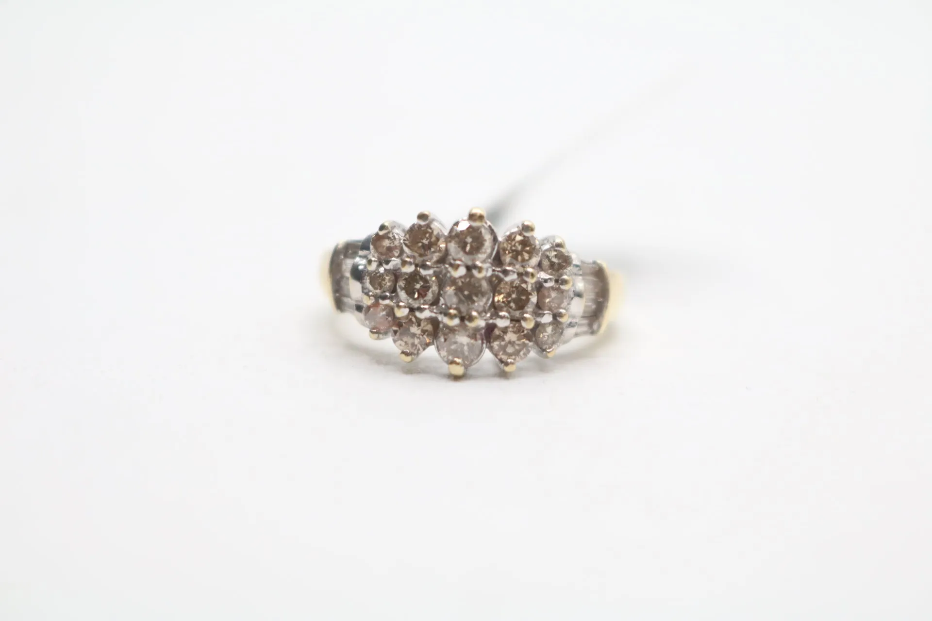 14K Yellow Gold Diamond Cluster Ring (Size 6 3/4)