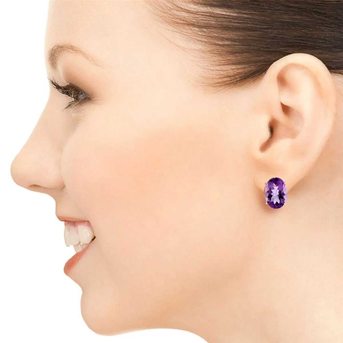 15.1 Carat 14K Solid White Gold French Clips Earrings Natural Amethyst