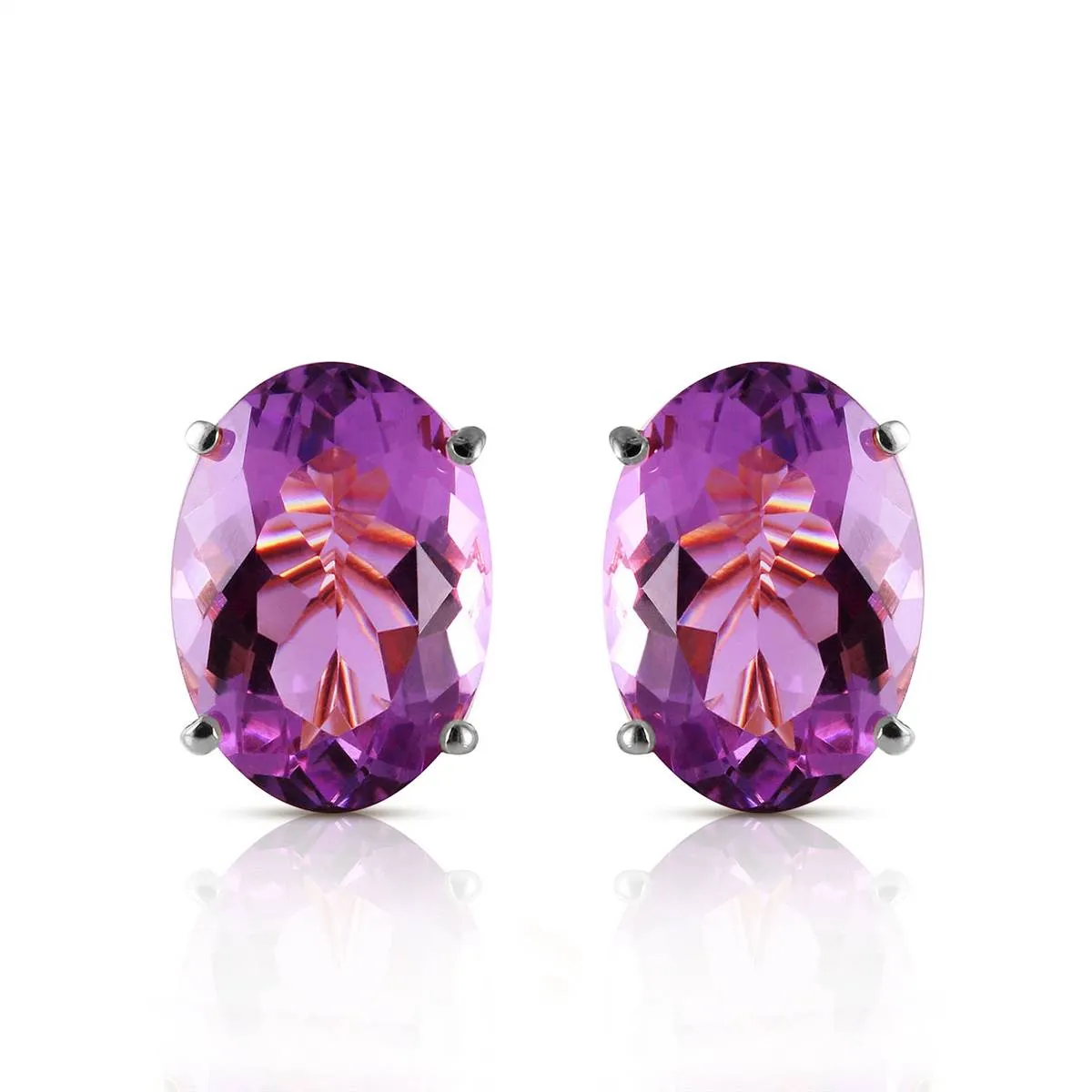 15.1 Carat 14K Solid White Gold French Clips Earrings Natural Amethyst