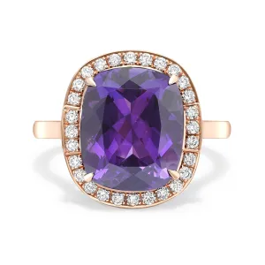 18 K Rose Gold Amethyst and Diamond Lovers Knot Cocktail Ring