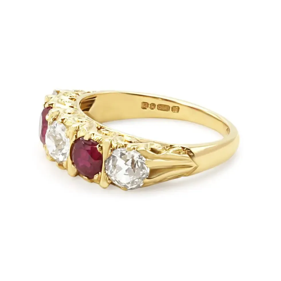 18ct Ruby & Diamond Five Stone Ring