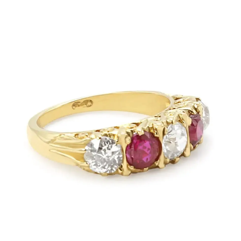 18ct Ruby & Diamond Five Stone Ring