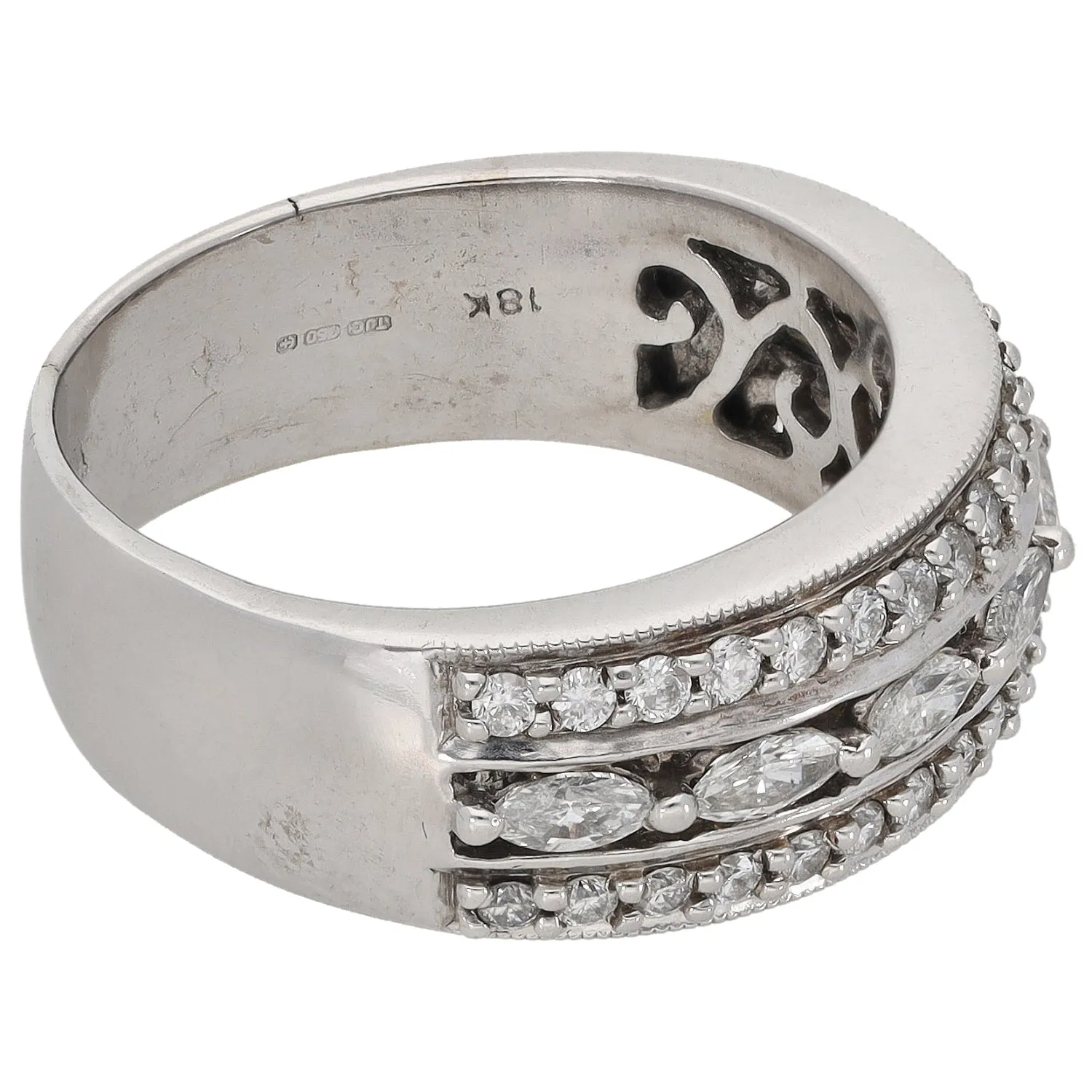 18ct White Gold 0.92ct Diamond Dress/Cocktail Ring Size O