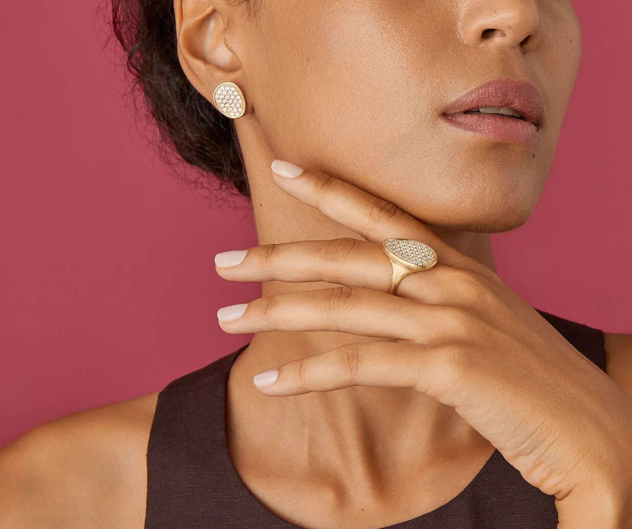18K Yellow Gold Diamond Pavé Cocktail Ring