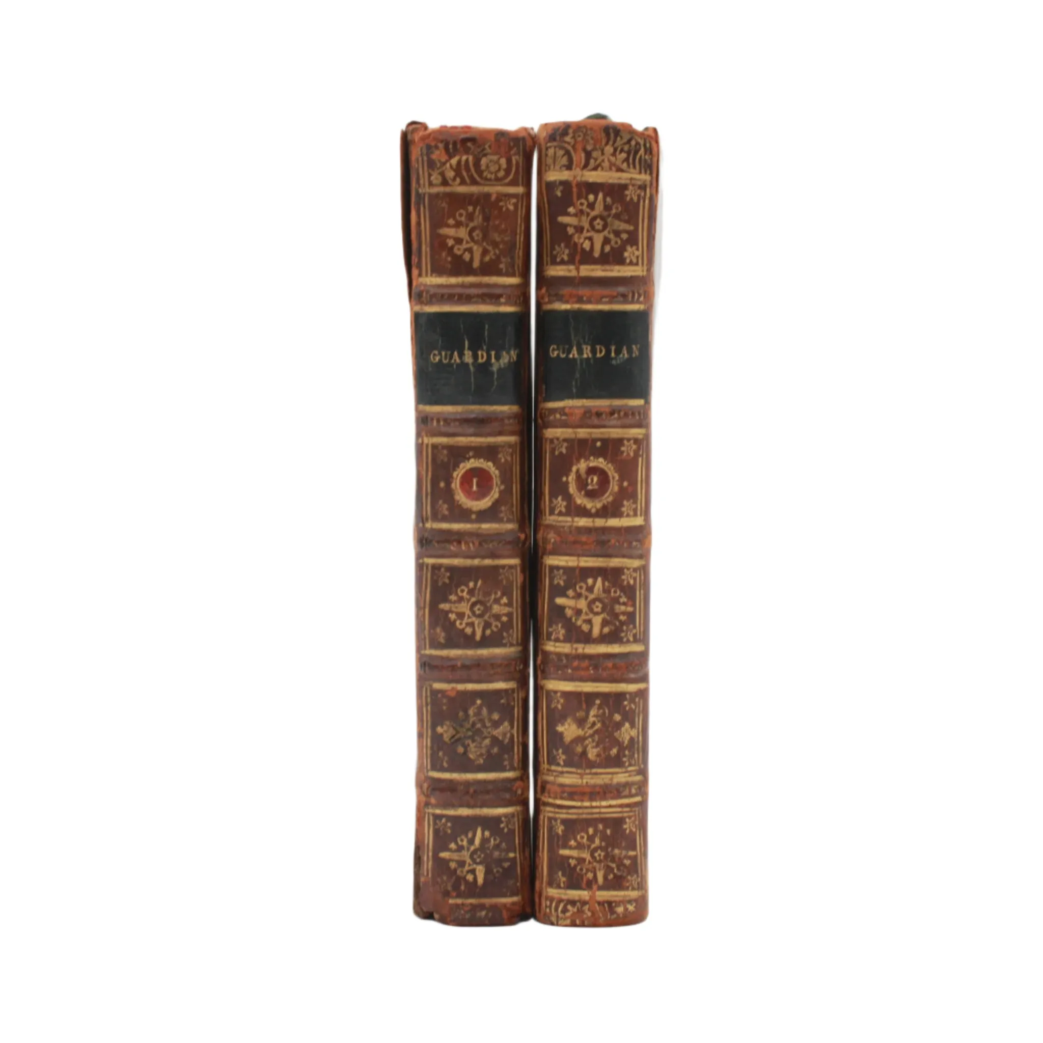 2 Volumes 1726 "The Guardian" Brown Full Leather Books