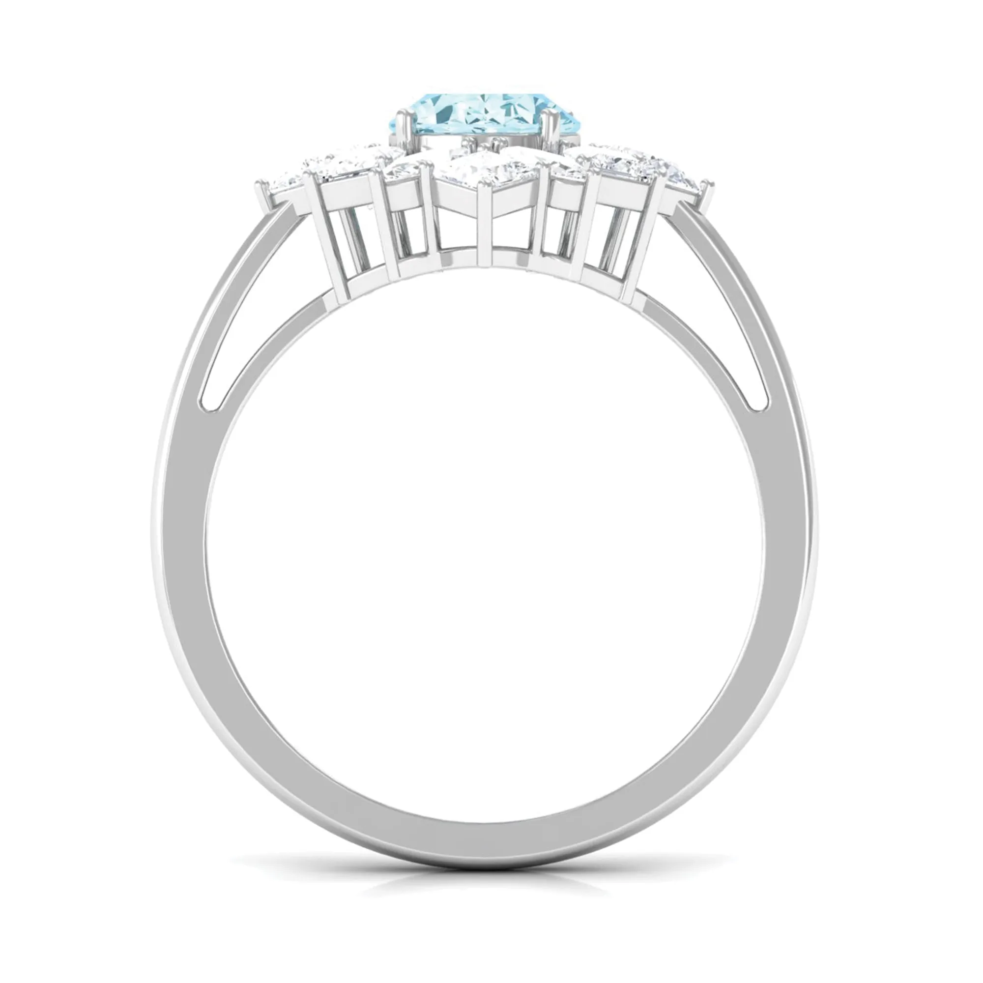 2.25 Carat Aquamarine and Moissanite Cocktail Ring