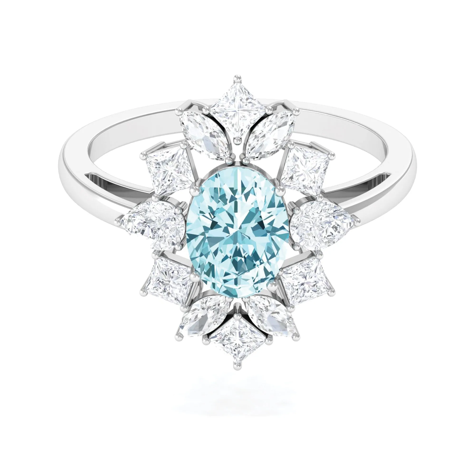 2.25 Carat Aquamarine and Moissanite Cocktail Ring