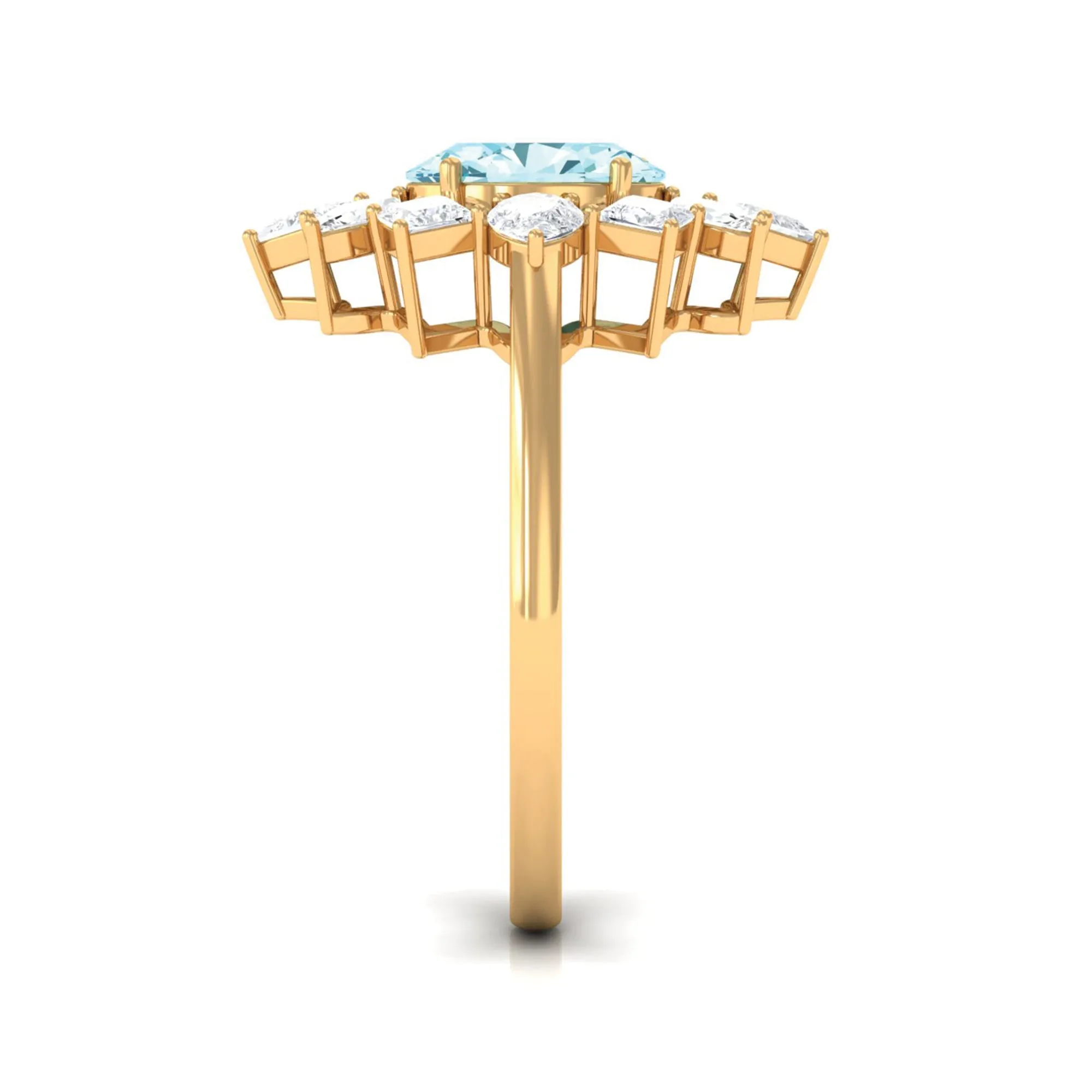 2.25 Carat Aquamarine and Moissanite Cocktail Ring
