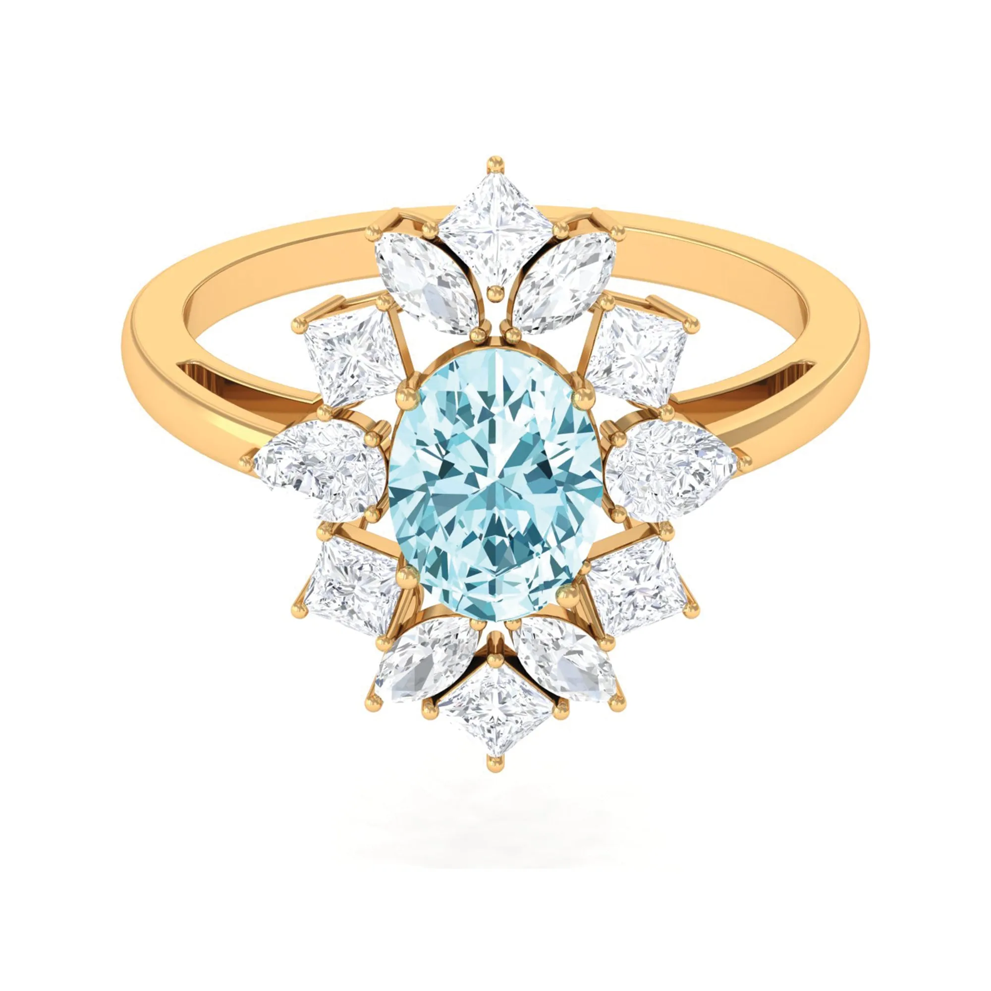2.25 Carat Aquamarine and Moissanite Cocktail Ring