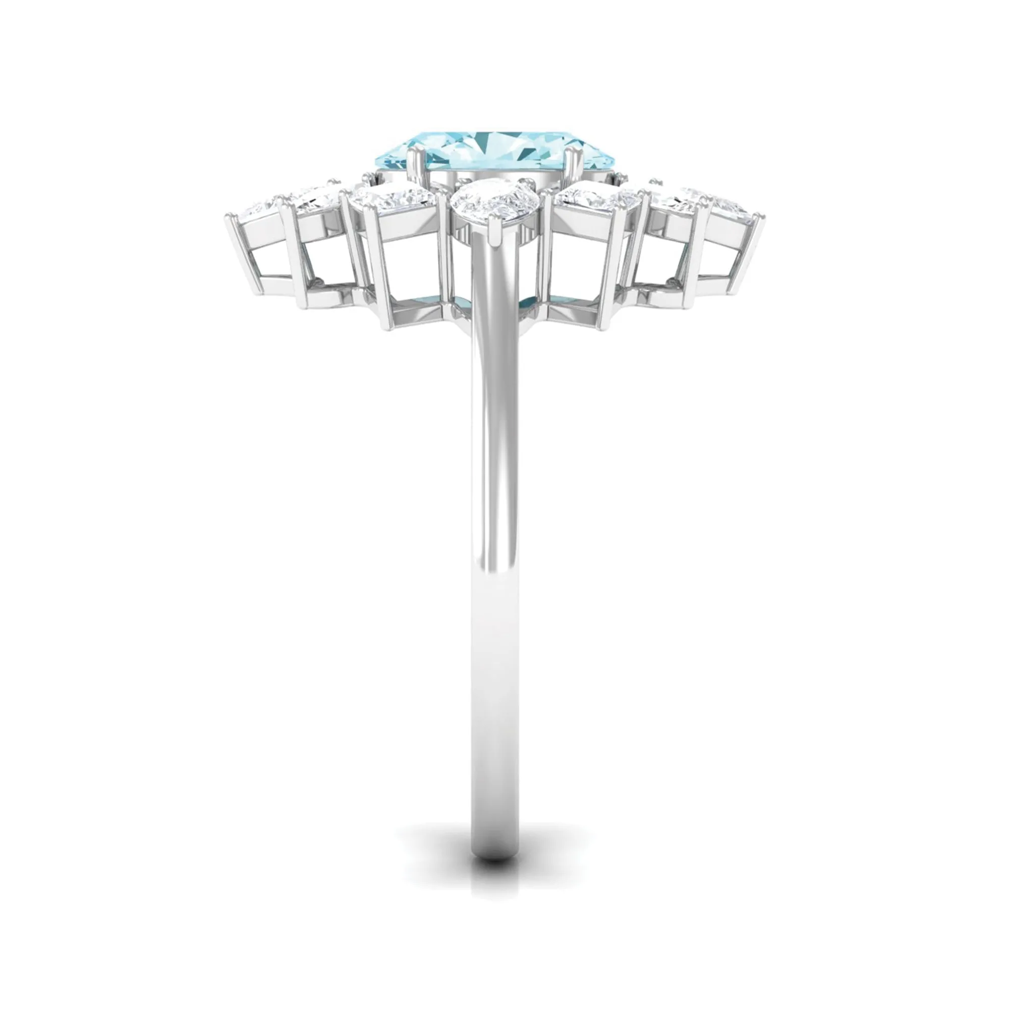 2.25 Carat Aquamarine and Moissanite Cocktail Ring