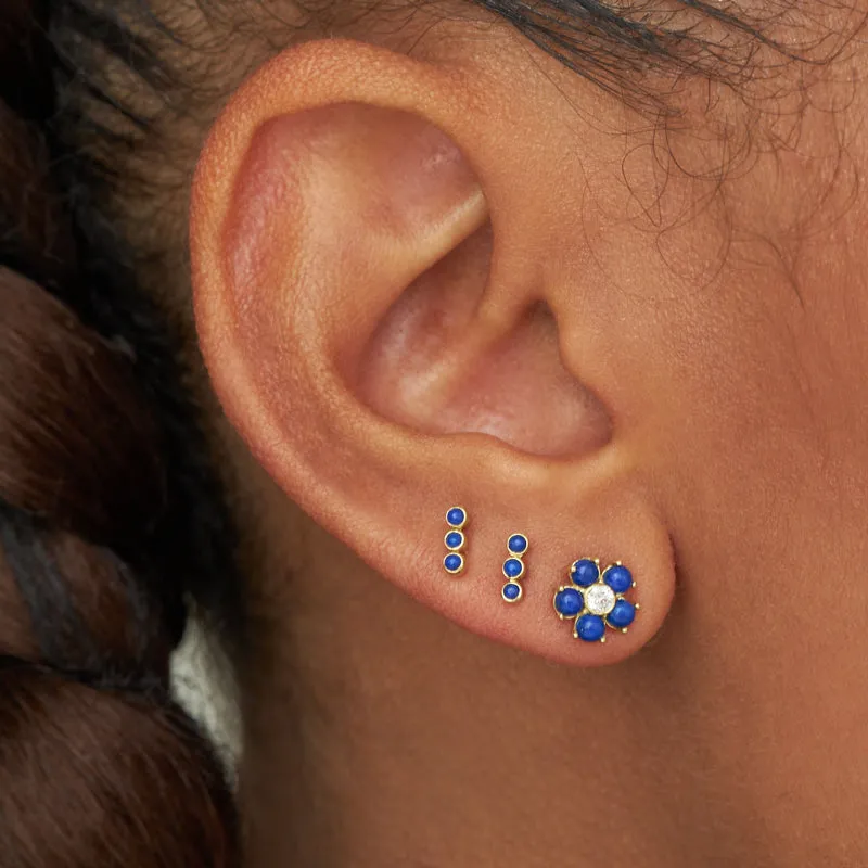 3 Mini Lapis Bezel Studs