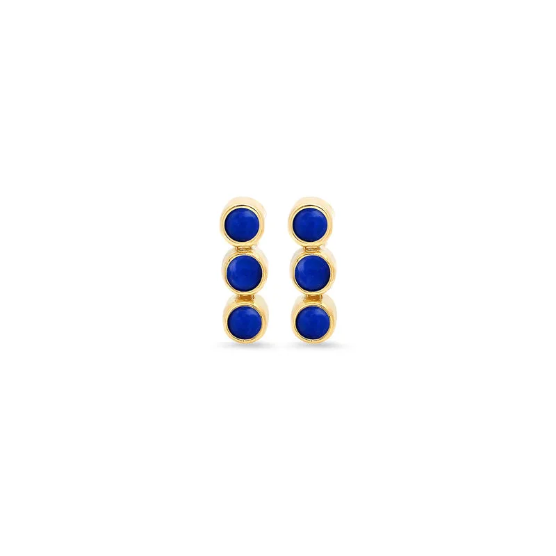 3 Mini Lapis Bezel Studs