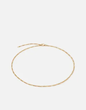 3mm Figaro Chain Choker, Gold Vermeil