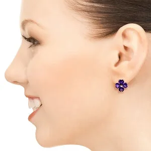 6.5 Carat 14K Solid Rose Gold Heart Cluster Amethyst Earrings