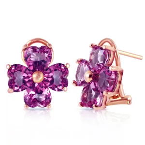 6.5 Carat 14K Solid Rose Gold Heart Cluster Amethyst Earrings