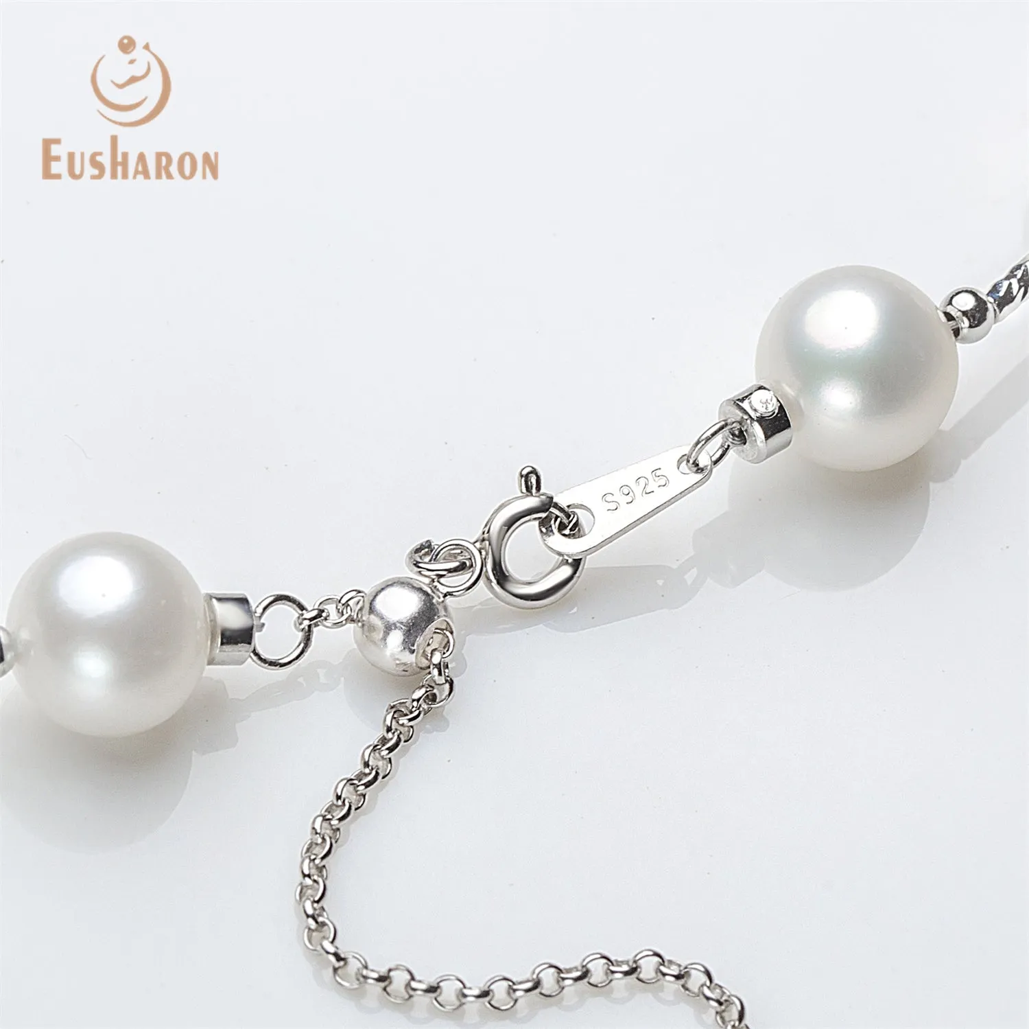 8-8.5mm AAA- White Freshwater AK Pearl Tin Cup Necklace