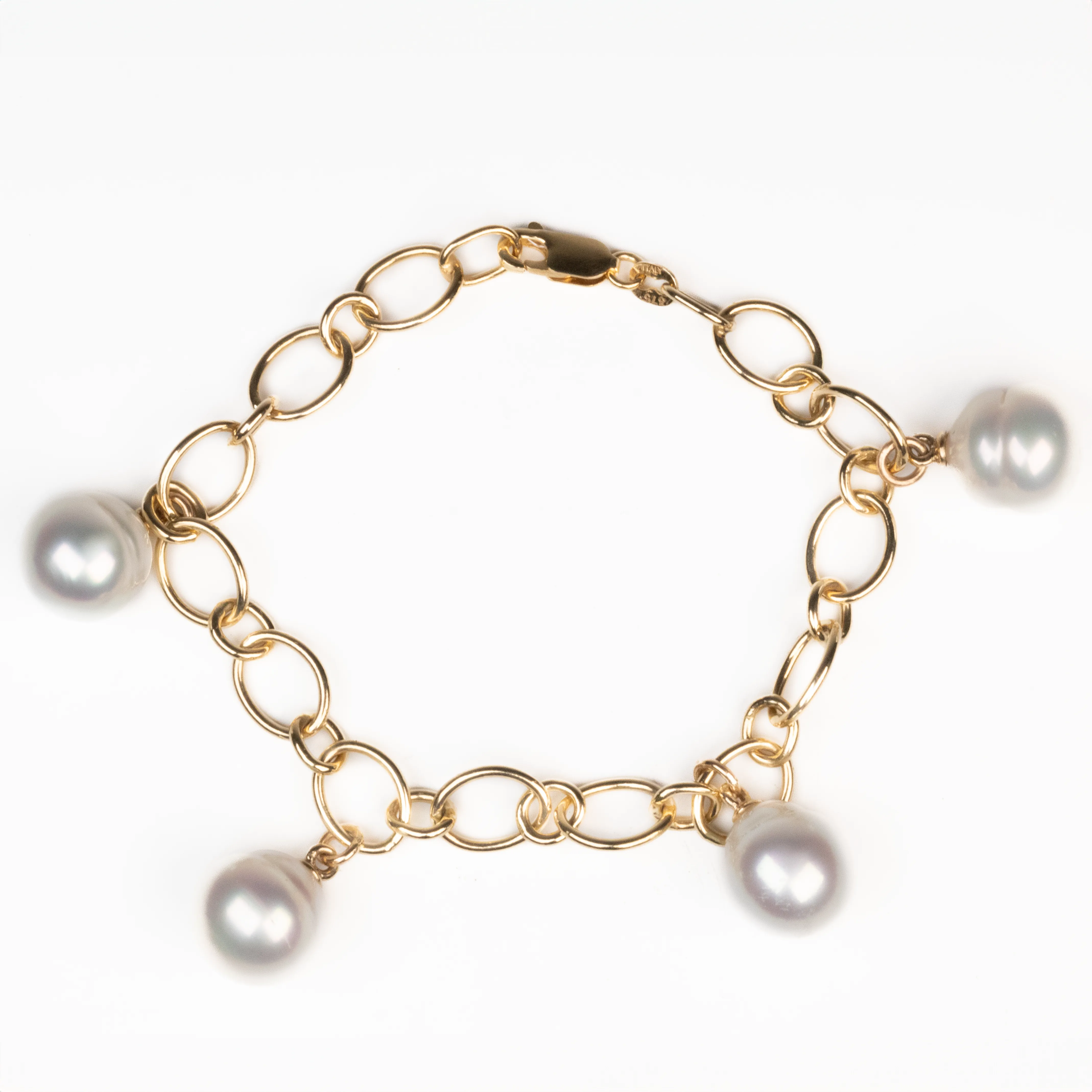 9K Yellow Gold Australian South Sea Cultured 11-12 & 12-13mm Pearl Bracelet