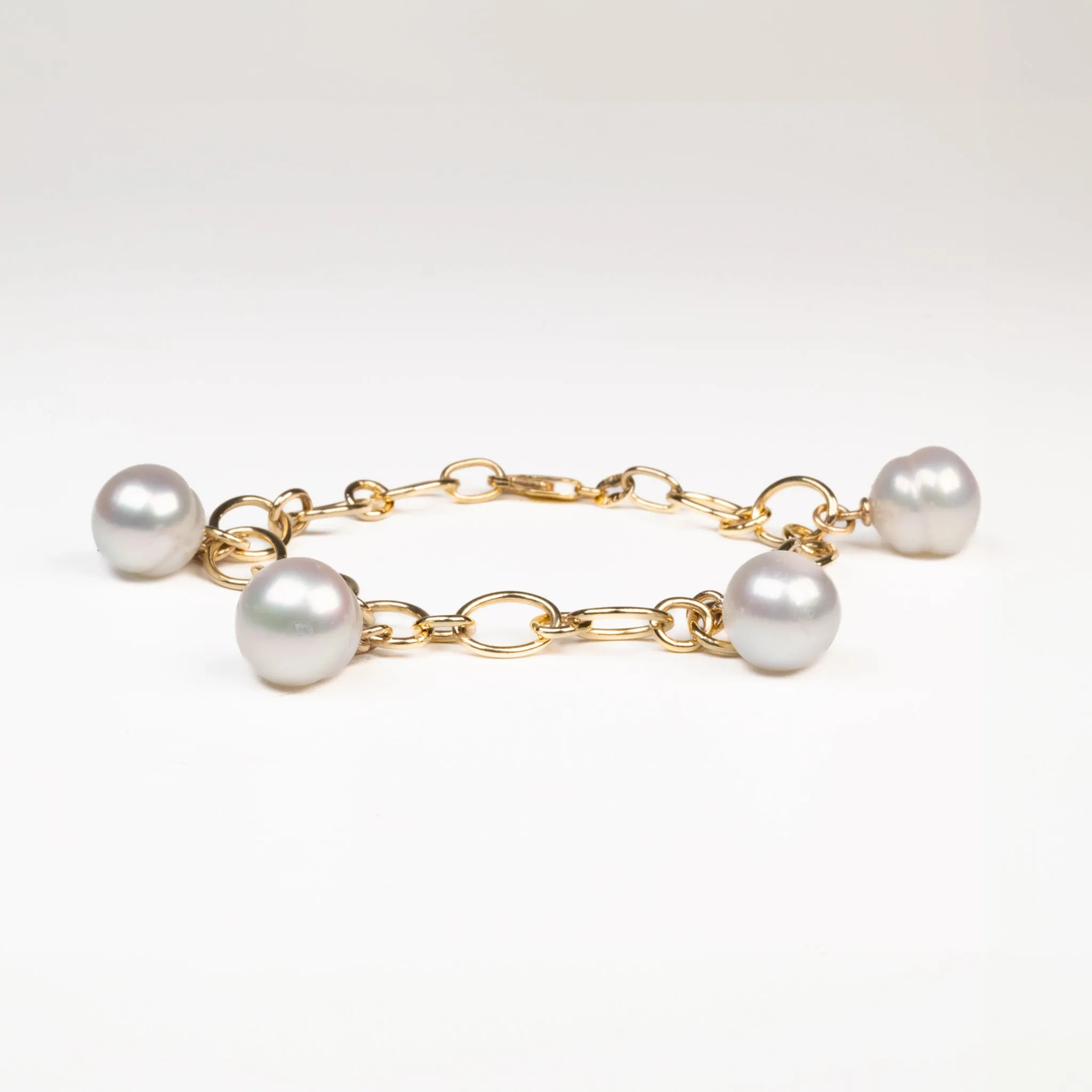 9K Yellow Gold Australian South Sea Cultured 11-12 & 12-13mm Pearl Bracelet