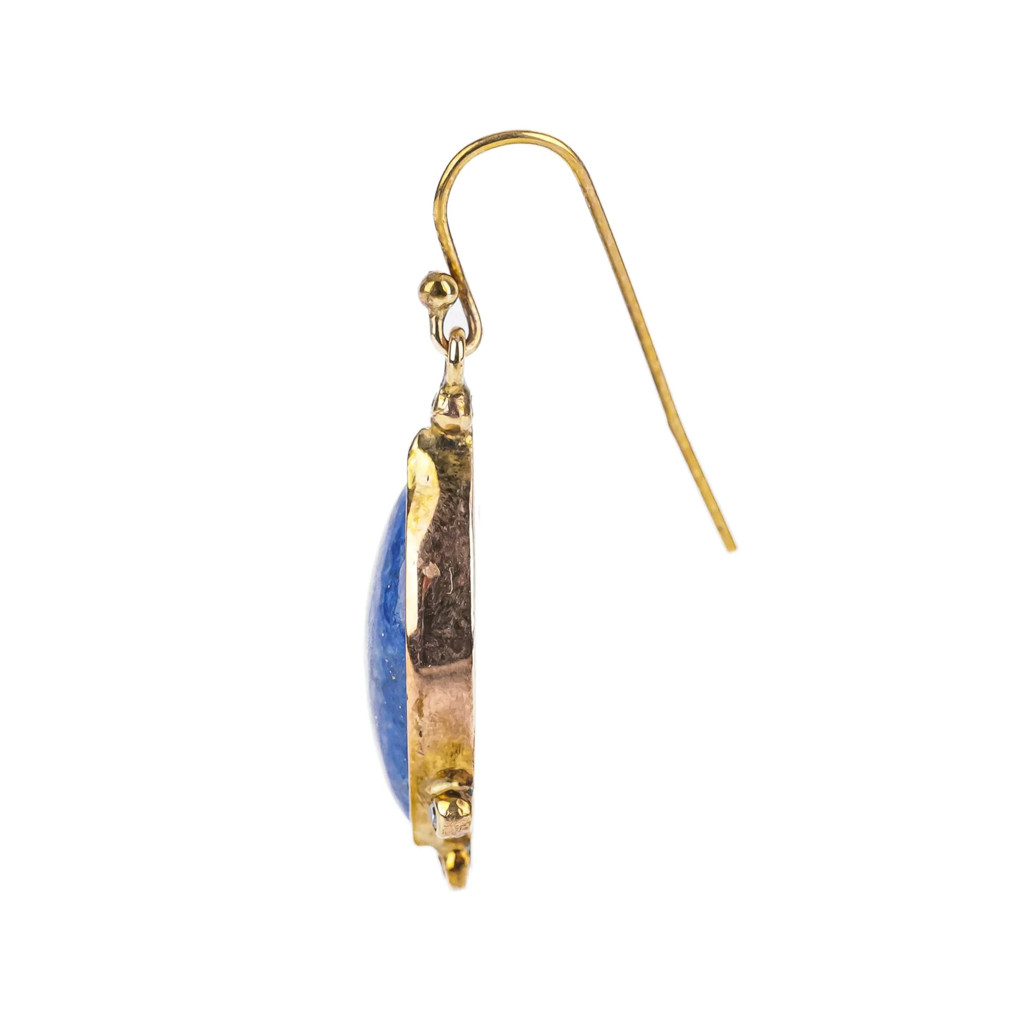 9K Yellow Marquise Lapis Drop Earrings