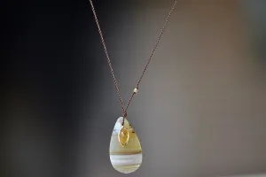 Agate and Citrine Pendant Necklace