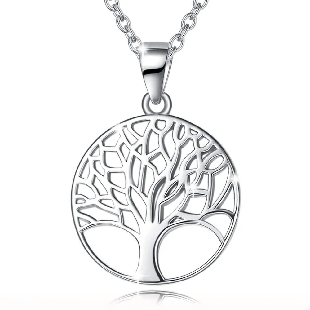 Agvana Sterling Silver Tree of Life Necklace for Women Dainty Family Tree Pendant Birthday Anniversary Jewelry Christmas Gifts for Teen Girls Mom Grandma Wife Sister Daughter Her Yourself, 16 2 Inch TREE-1
