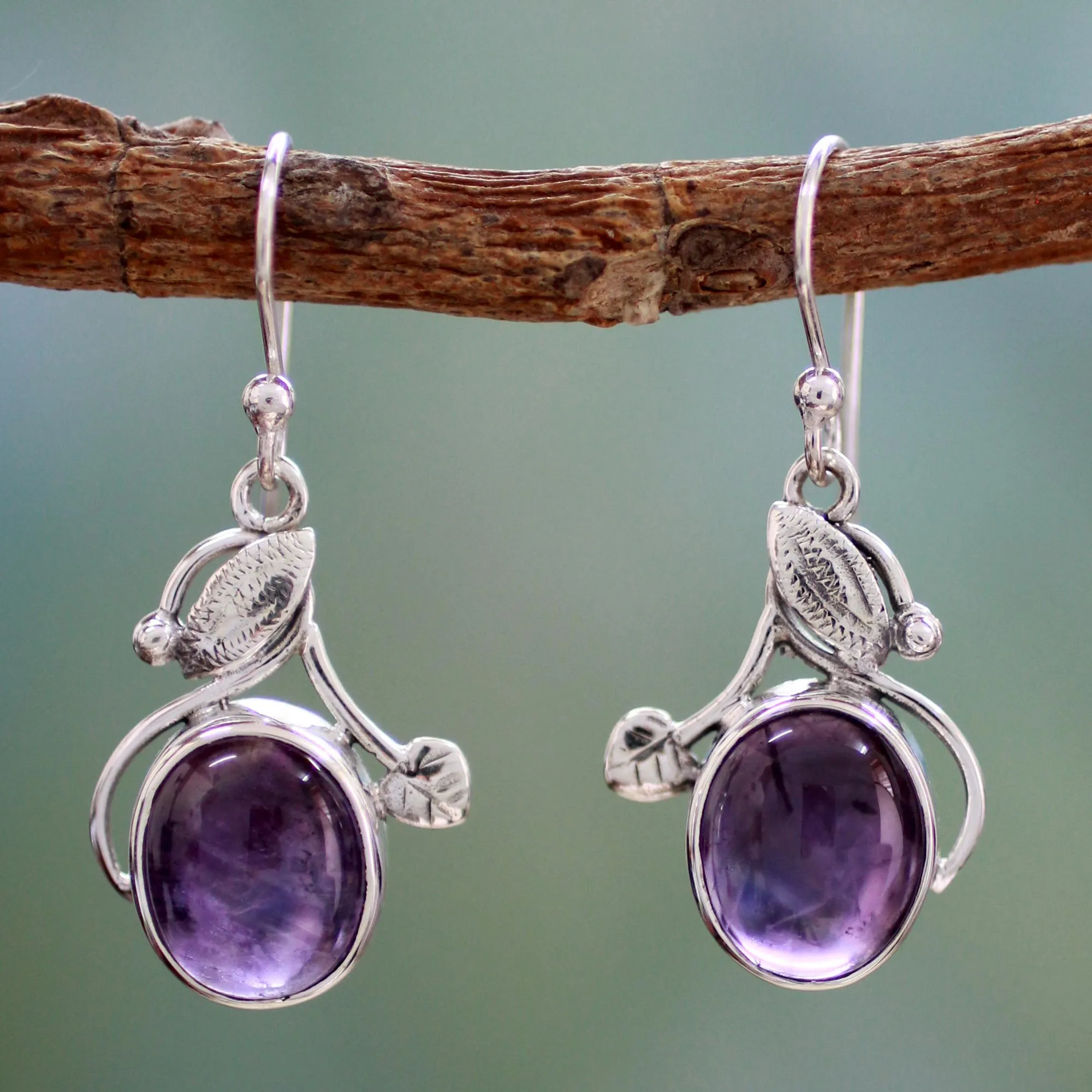 Amethyst dangle earrings - Impassioned Plum | NOVICA