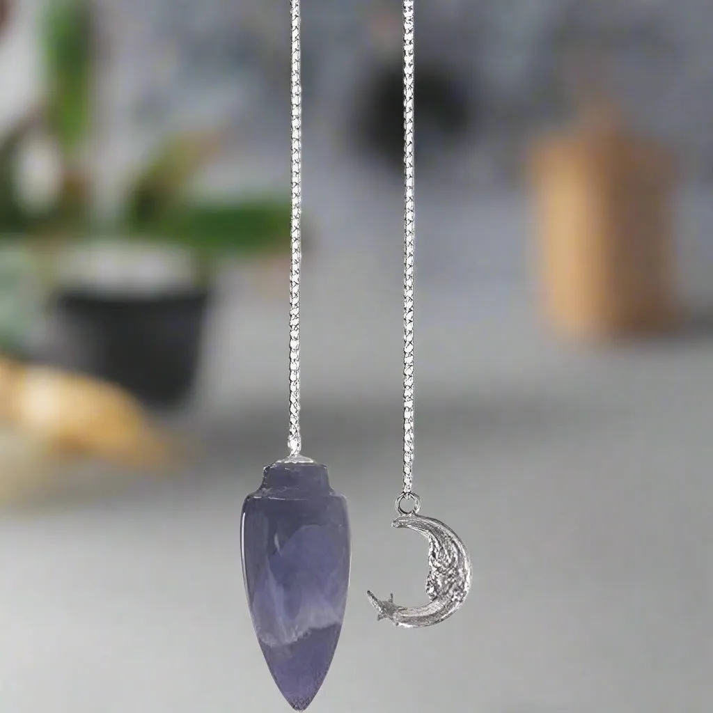 Amethyst Pendulum with Moon Chain – Clarity, Balance, and Restful Sleep