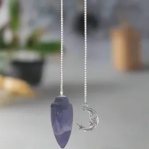 Amethyst Pendulum with Moon Chain – Clarity, Balance, and Restful Sleep