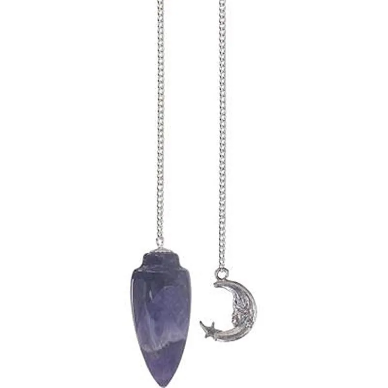 Amethyst Pendulum with Moon Chain – Clarity, Balance, and Restful Sleep