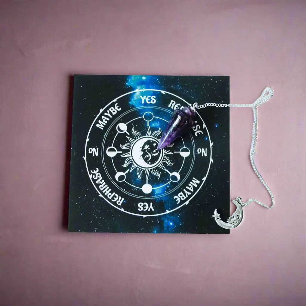 Amethyst Pendulum with Moon Chain – Clarity, Balance, and Restful Sleep