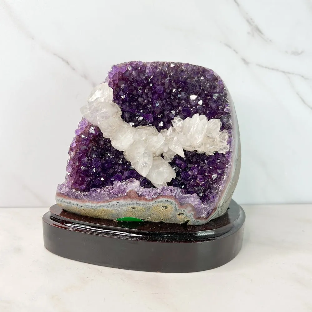 Amethyst with Calcite & Stand