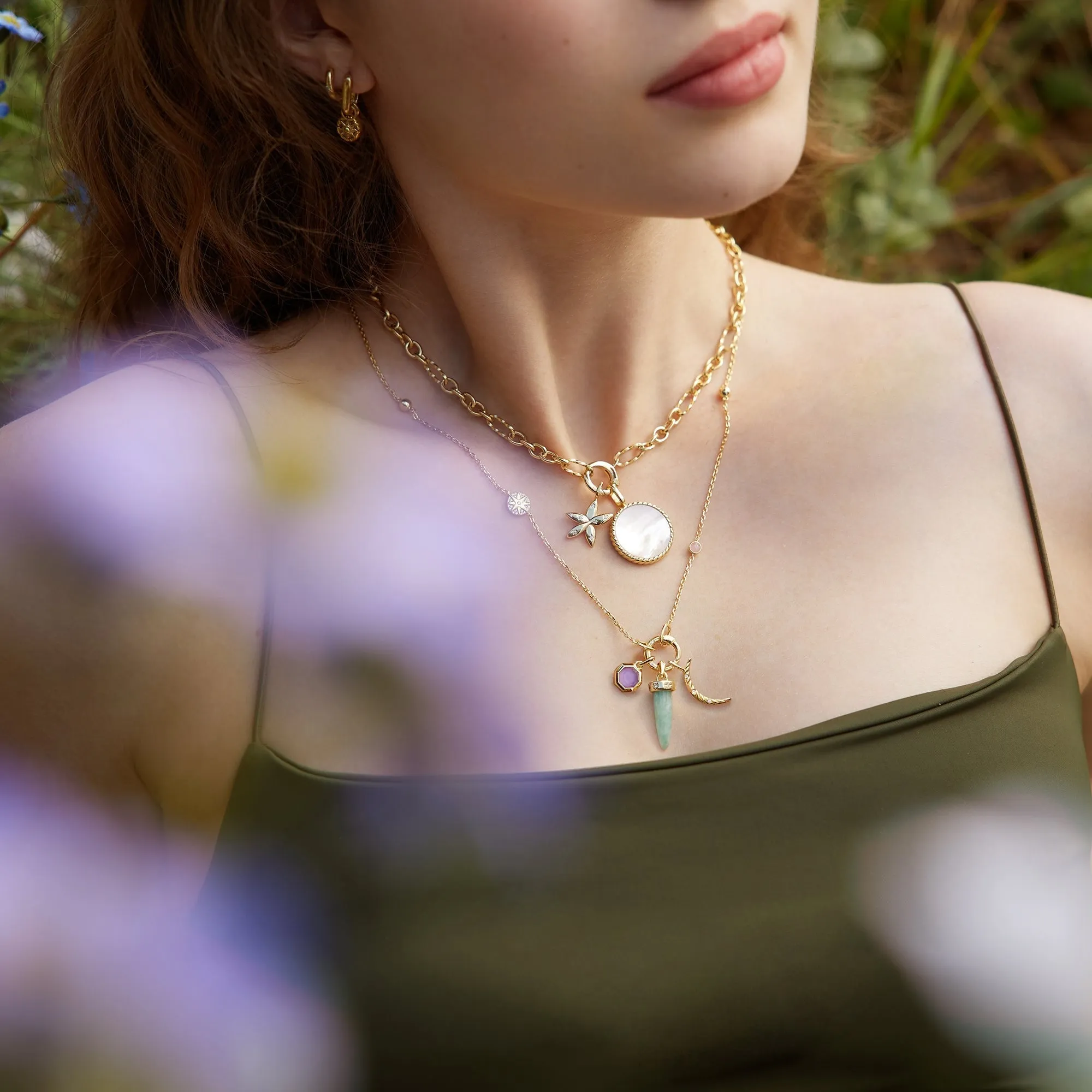 Ania Haie Gold Heart Enamel Mother Of Pearl Charm NC055-09G