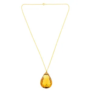 Antique Citrine Briolette Pendant Necklace