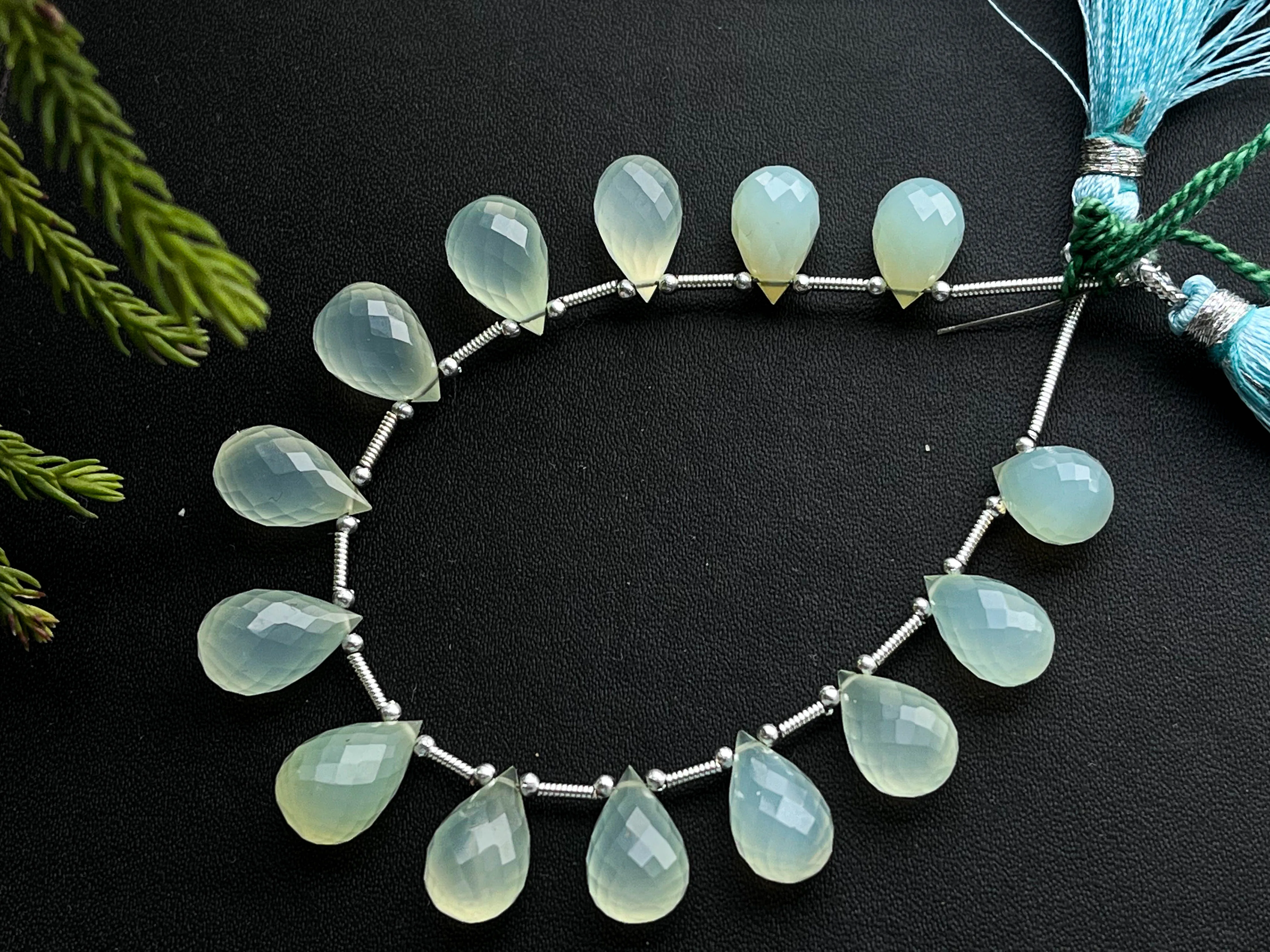 Aqua Blue Onyx Faceted Drops, 14 Pieces | 8x12mm to 9x14mm