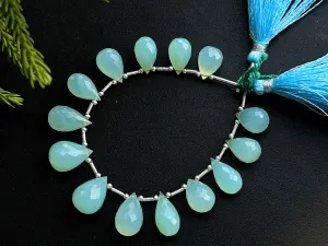 Aqua Blue Onyx Faceted Drops, 14 Pieces | 8x12mm to 9x18mm