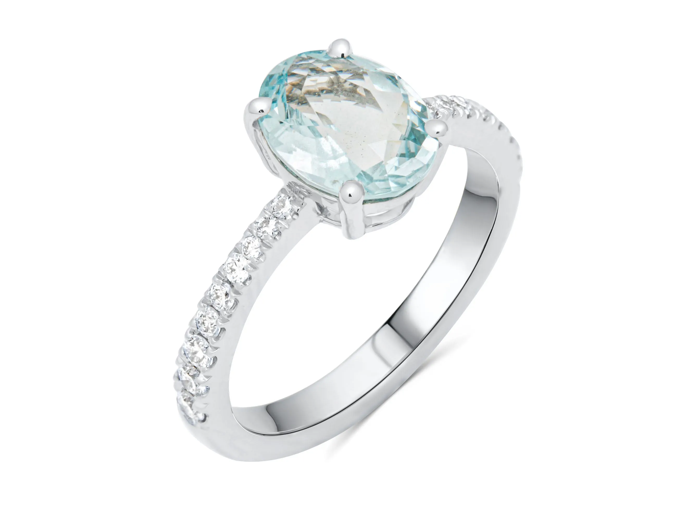 Aquamarine Oval Cut White Gold Cocktail Ring