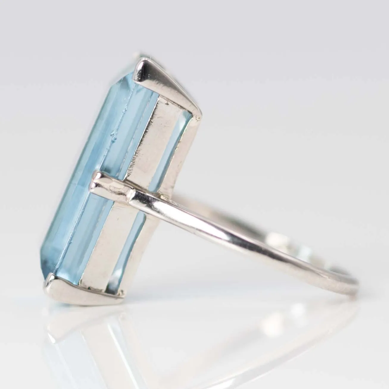 Art Deco 1930's Platinum 12 Carat Aquamarine Ring
